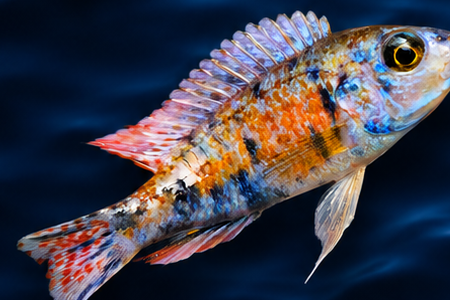 Tiger mbuna — hybrid Lake Malawi cichlid.