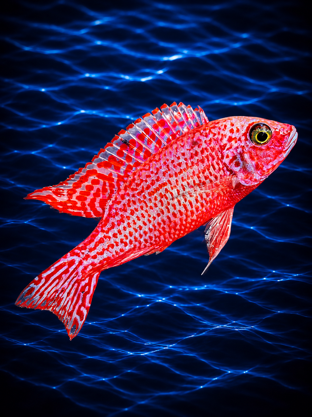 Super red empress — hybrid Lake Malawi cichlid.